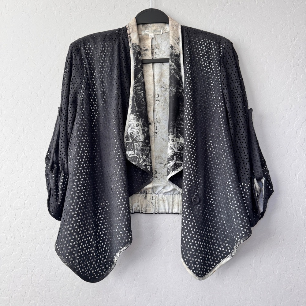 Alberto Makali New York Paris Milano Black Laser Cut Jacket - Size L